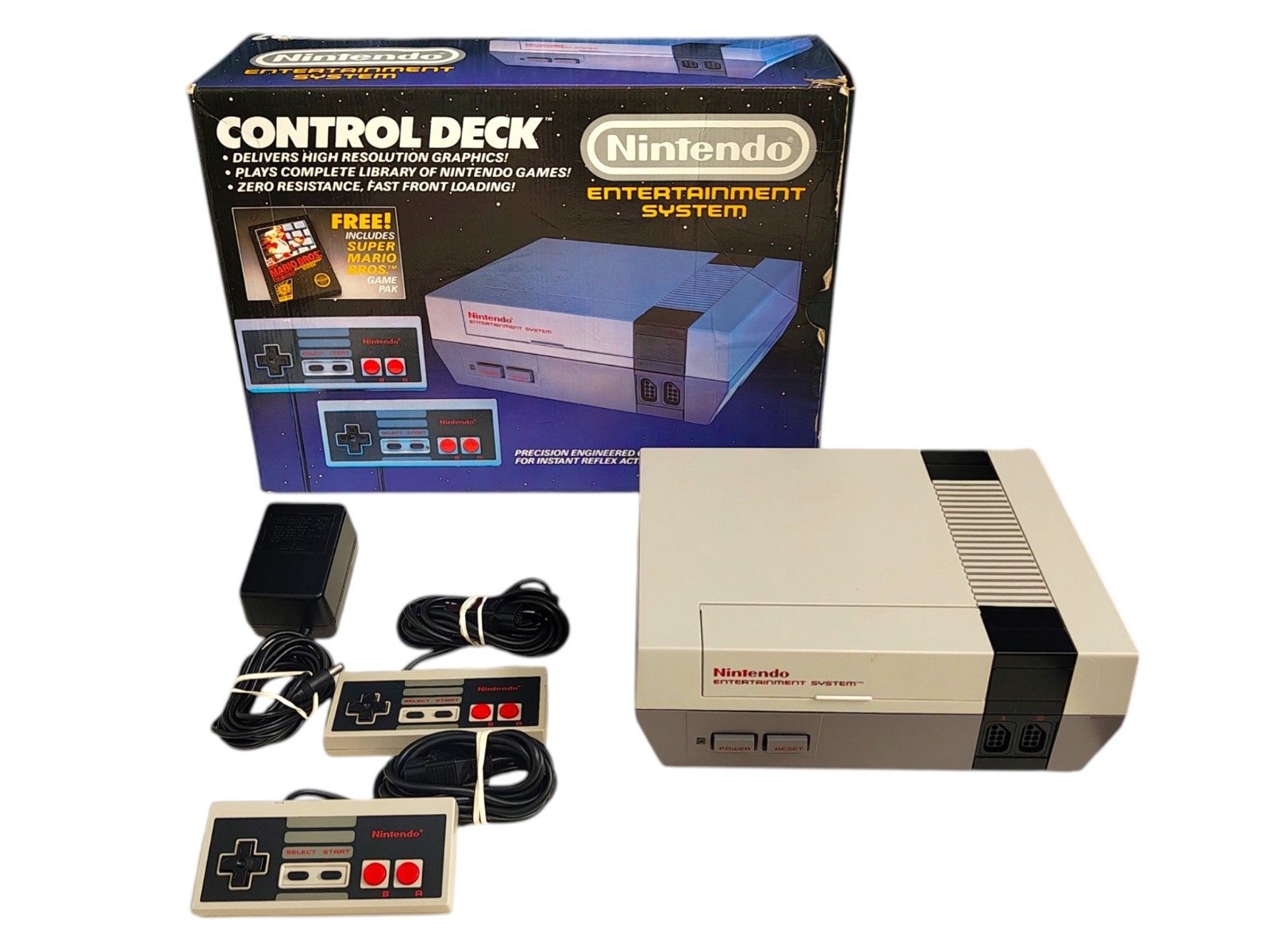 Vintage 1986 Nintendo Control Deck Super Mario Brothers Version Console With Box