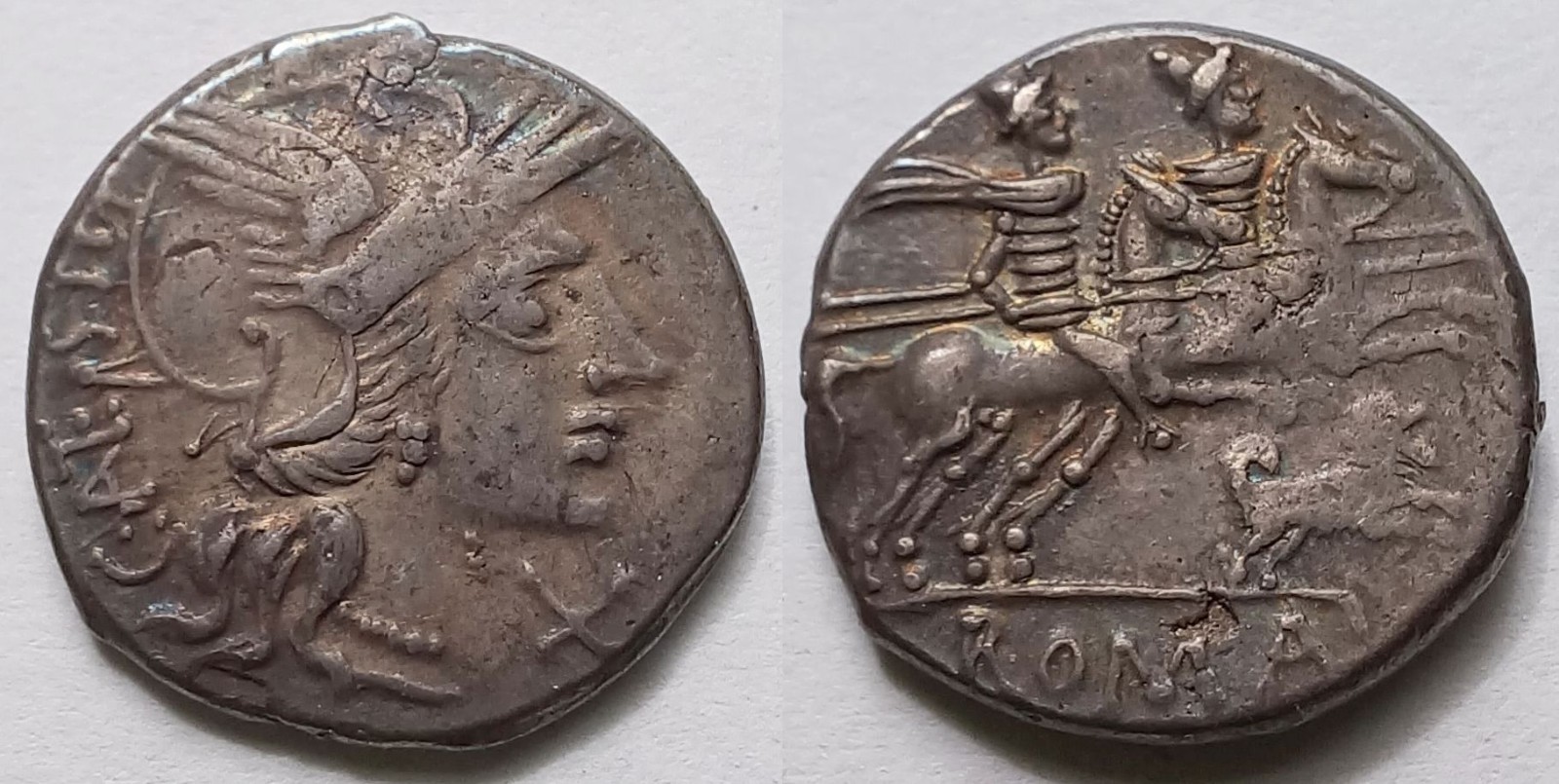Roman Republic C. Antestius AR Denarius 146 BC Dioscuri Dog Crawford 219/1e