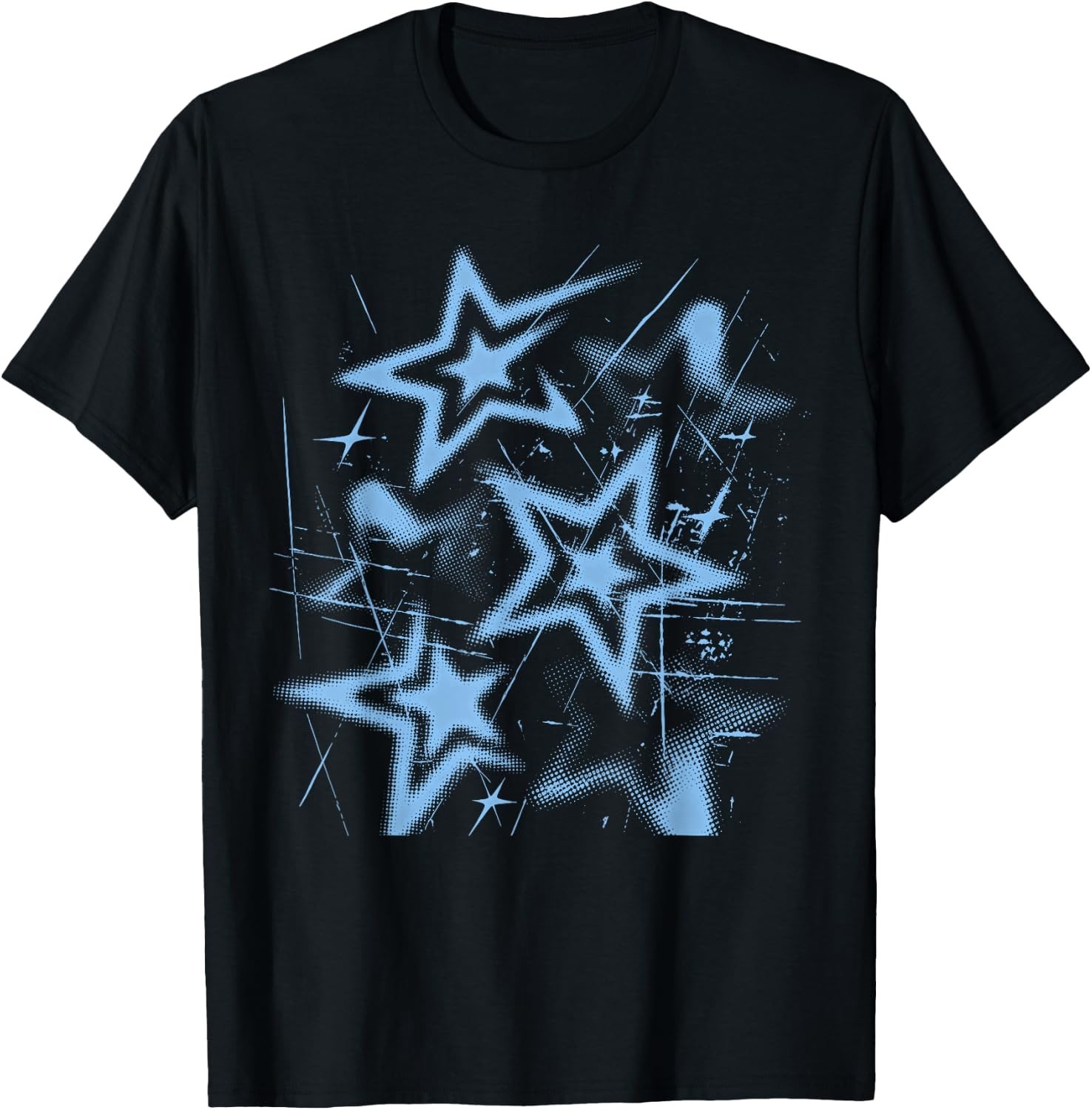 Y2K Grunge Stars 2000s Blue Cyber Vintage Graphic T-Shirt unisex T-Shirt