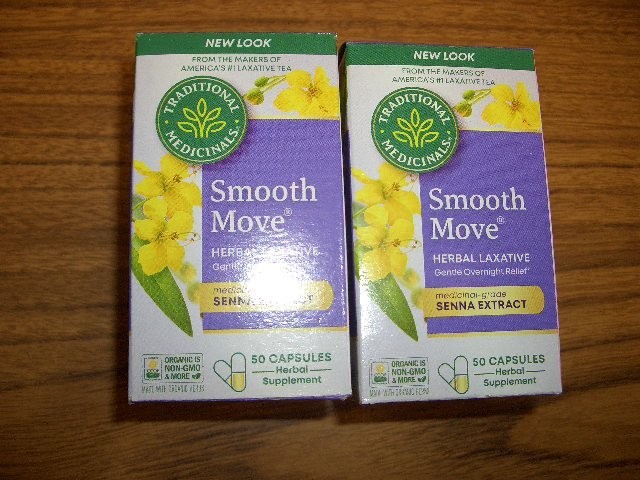 2 Boxes Smooth Move Senna Caps Traditional Medicinals 50 Caps each Exp 10/23/28