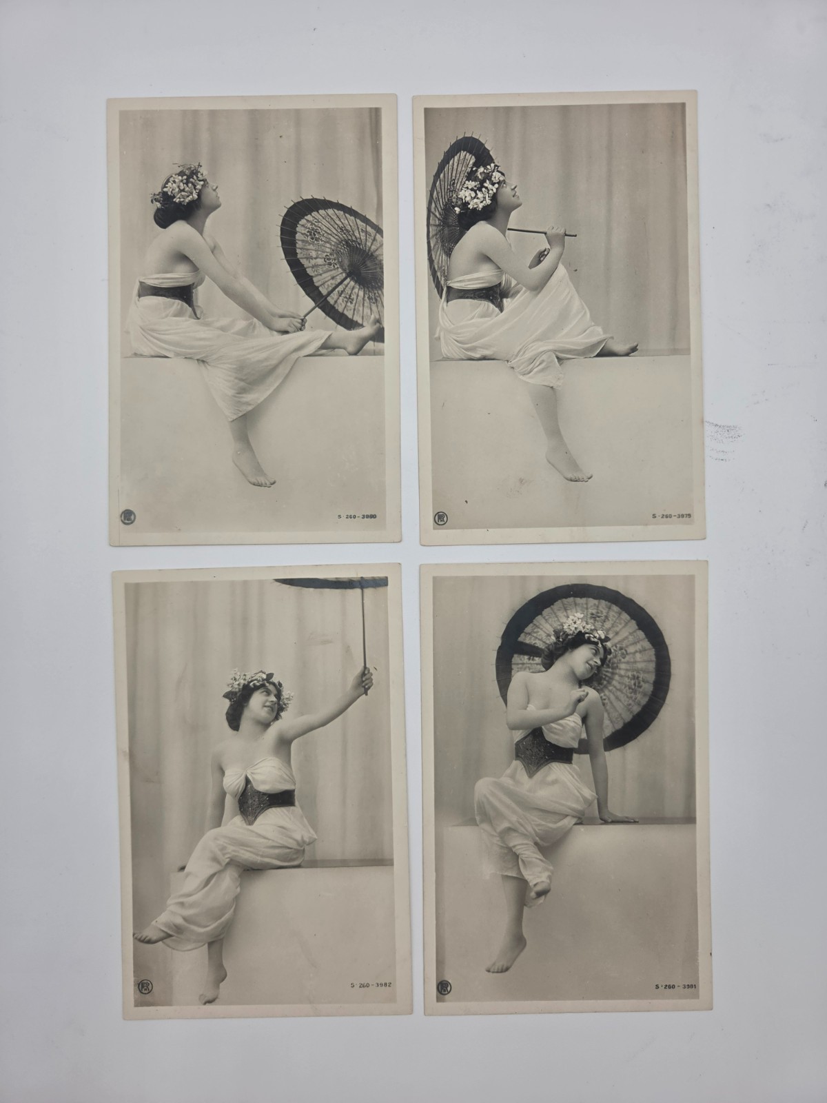 Antique Postcard Lot 4 Edwardian Lady Parasol Photo Glamour Undivided Back