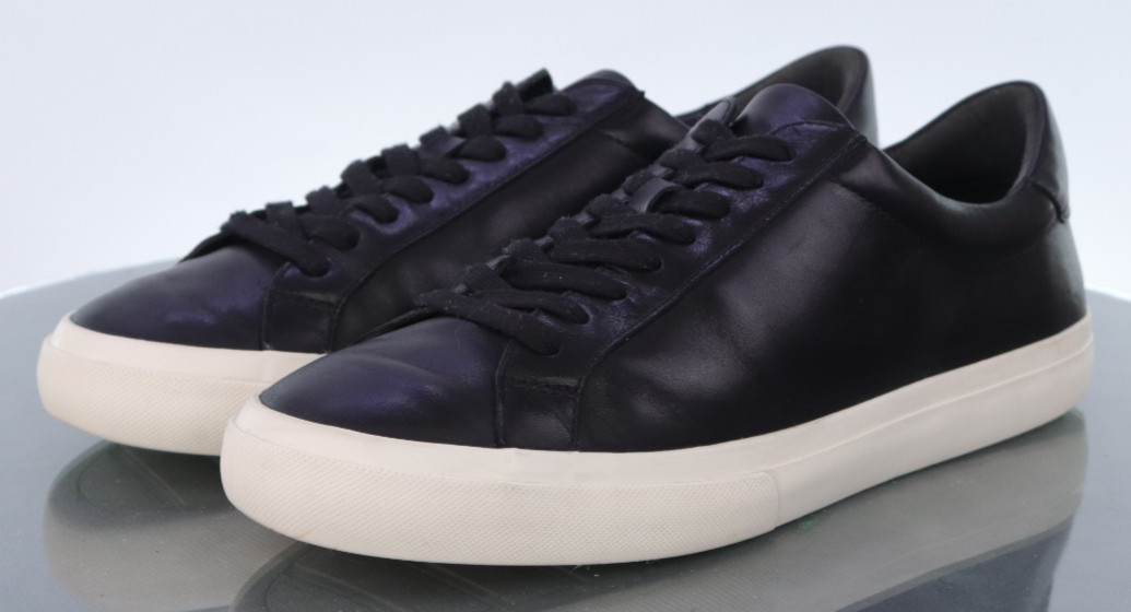 Vince Fulton $225 Men\'s Low Top Sneakers Shoes Size EU 43 US 9.5 Leather Black