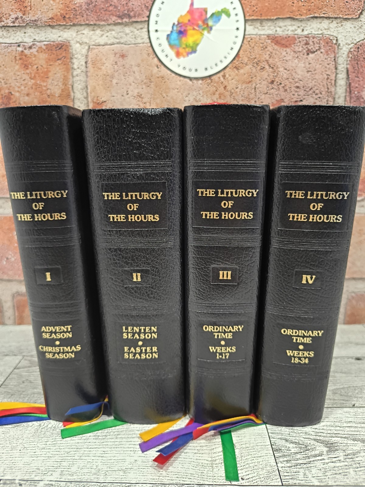 1975-76 The Liturgy Of The Hours Volumes I-IV Black Leather Set Very Good 