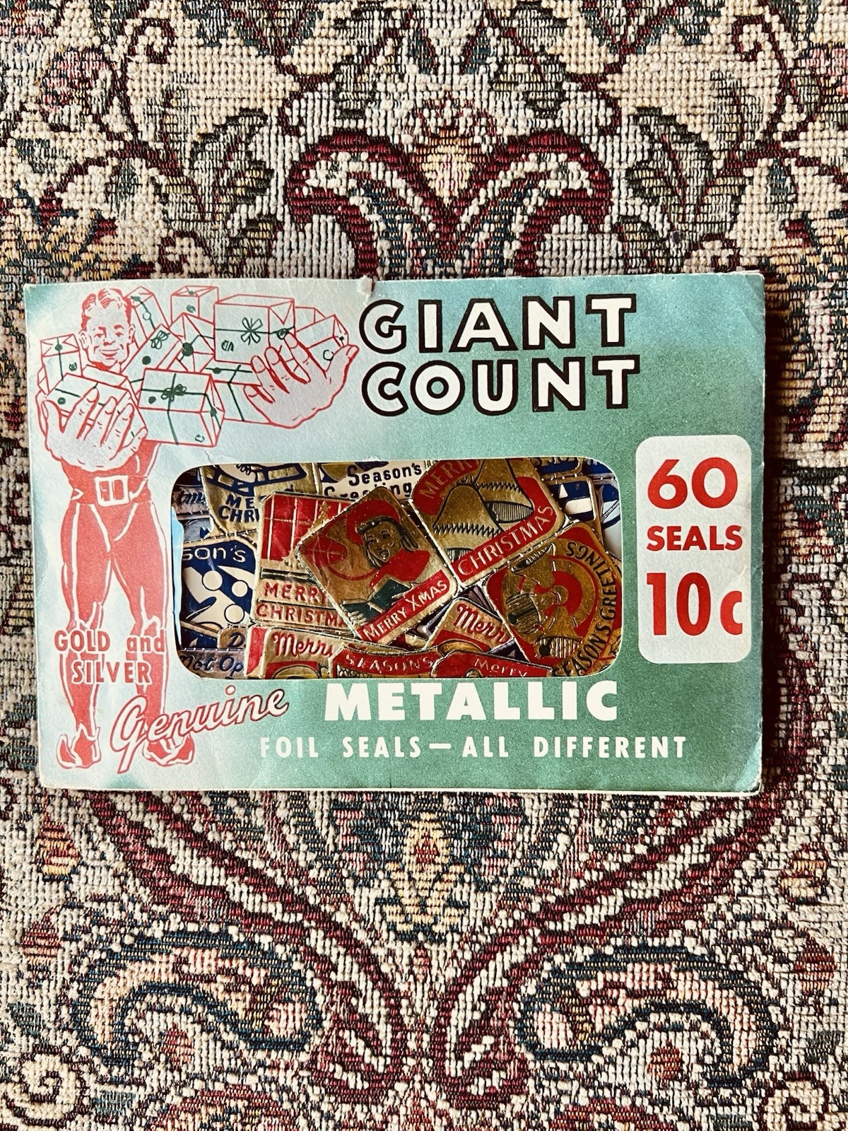 Vintage Christmas Seals Gold & Silver Metallic Foil Assortment - Lot of 60 NOS Vintage Christmas Seals Gold & Silver Metallic Foil Assortment - Lot of 60 NOS