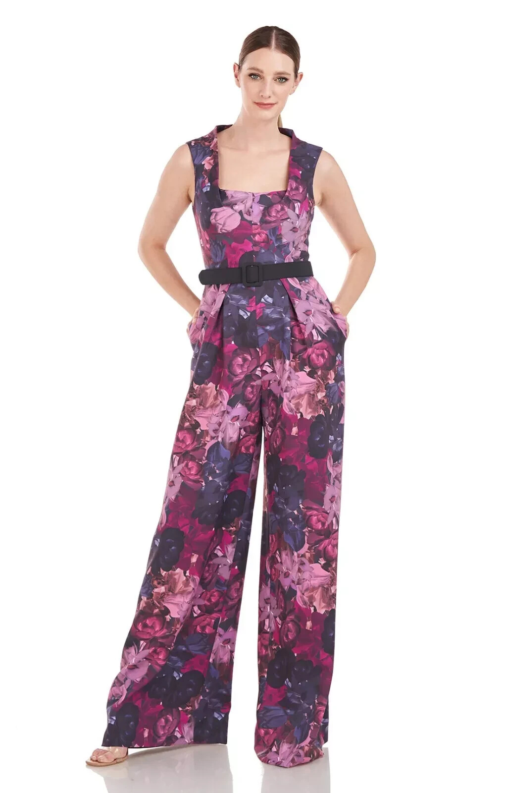 Kay Unger Vivica Boysenberry Multi Floral Jumpsuit Size 2 $328 *Less Belt* Kay Unger Vivica Boysenberry Multi Floral Jumpsuit Size 2 $328 *Less Belt*