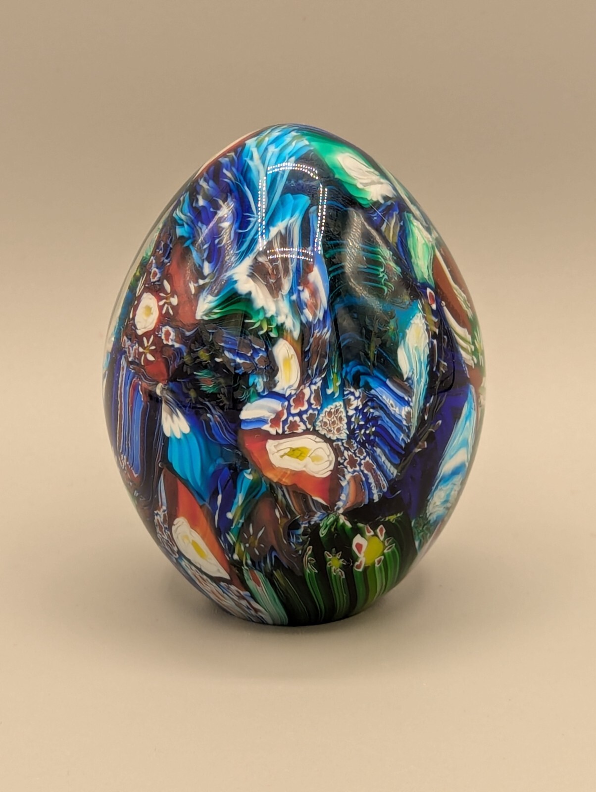 Stunning Signed Murano Vetreria 3 Fiori End of Day Scrambled Millefiori Egg Nice