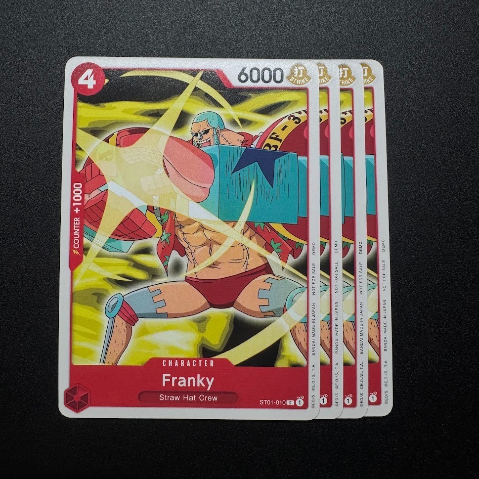 4x Franky ST01-010 - One Piece TCG English Playset Demo Deck Promo Near Mint 4x Franky ST01-010 - One Piece TCG English Playset Demo Deck Promo Near Mint