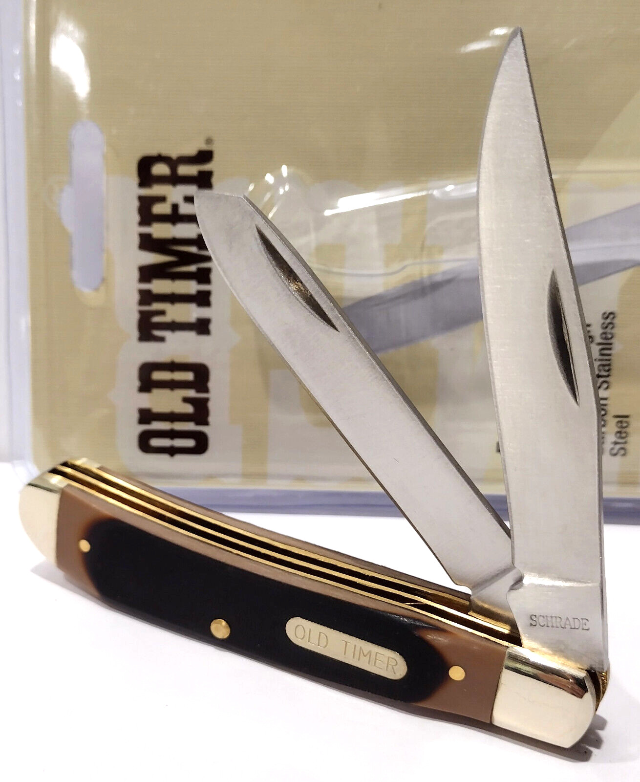 Schrade Old Timer Delrin 2 Blade Gunstock Trapper Folding Pocket Knife 94OT Schrade Old Timer Delrin 2 Blade Gunstock Trapper Folding Pocket Knife 94OT