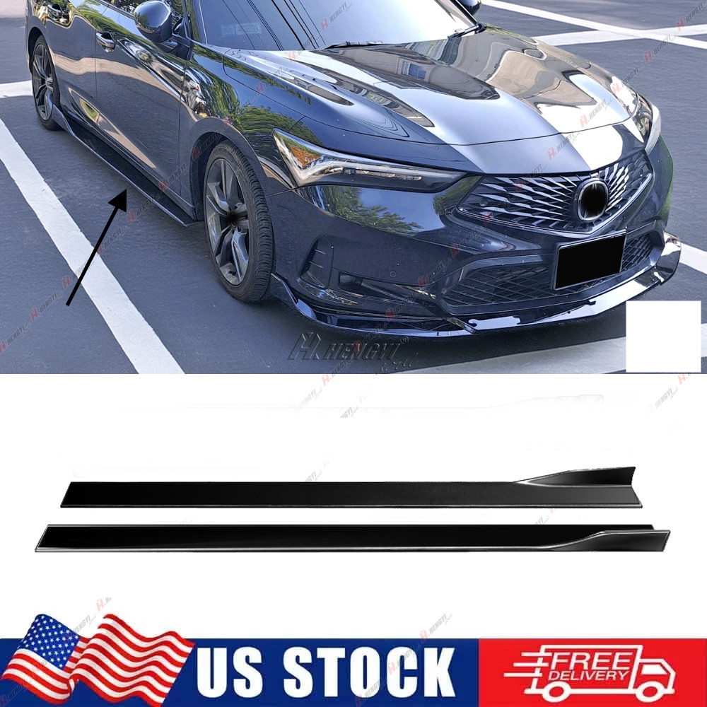 For 2023-2025 Acura Integra Pair Gloss Black Side Skirts Extension Rocker Panels
