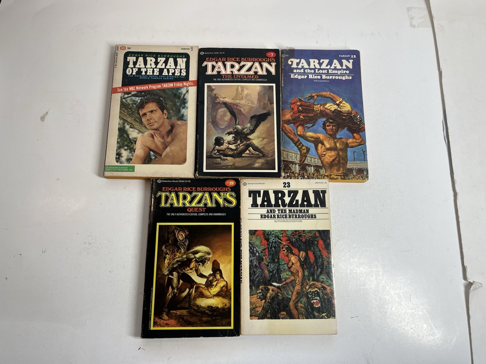 Lot of 5 Edgar Rice Burroughs Vintage Tarzan Books Paperback Books