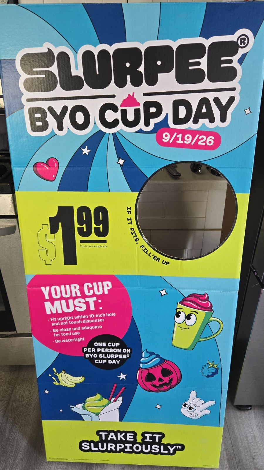 7 Eleven Slurpee BYO Cup In store Event Display Size Cardboard Standee 2026 7 Eleven Slurpee BYO Cup In store Event Display Size Cardboard Standee 2026