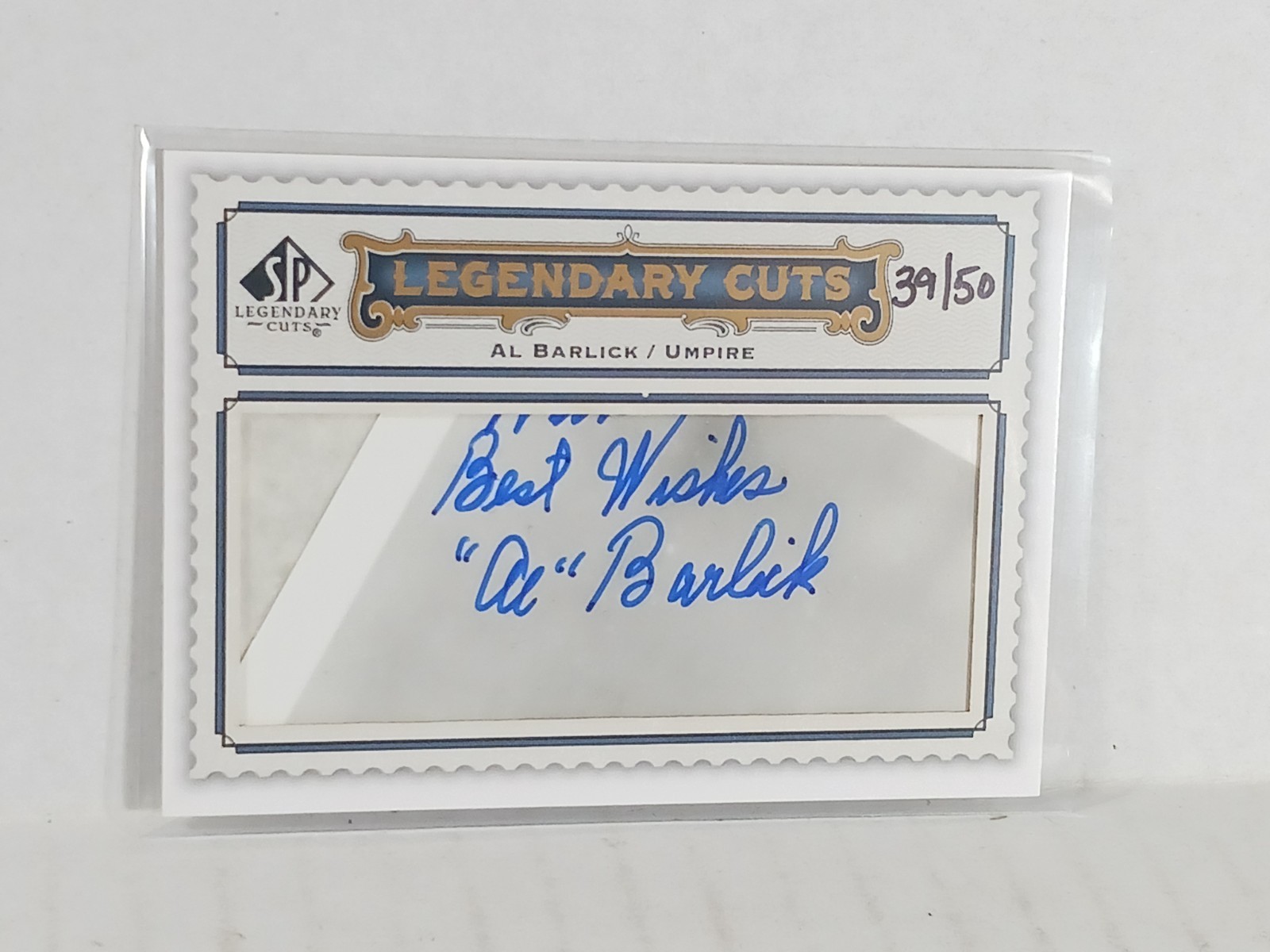 2009 SP Legendary Cuts Legendary Cuts 39/50 Al Barlick #LC-201 Cut Auto HOF 2009 SP Legendary Cuts Legendary Cuts 39/50 Al Barlick #LC-201 Cut Auto HOF