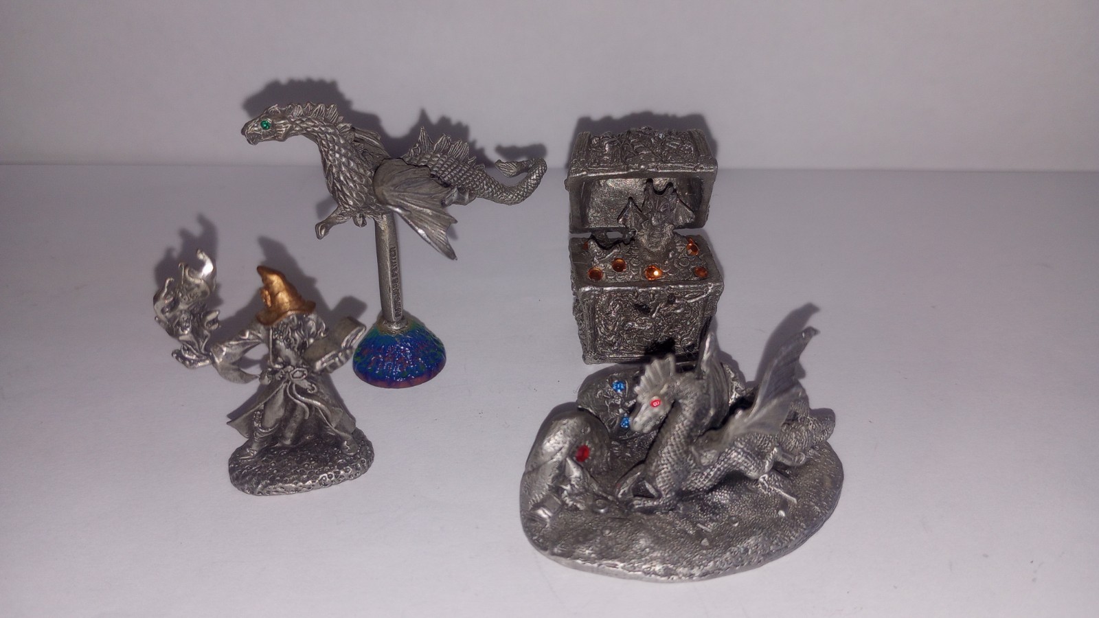 Vintage Rawcliffe Pewter Miniature LOT - RF1273 RF1280 RF3988 Dragon Treasure