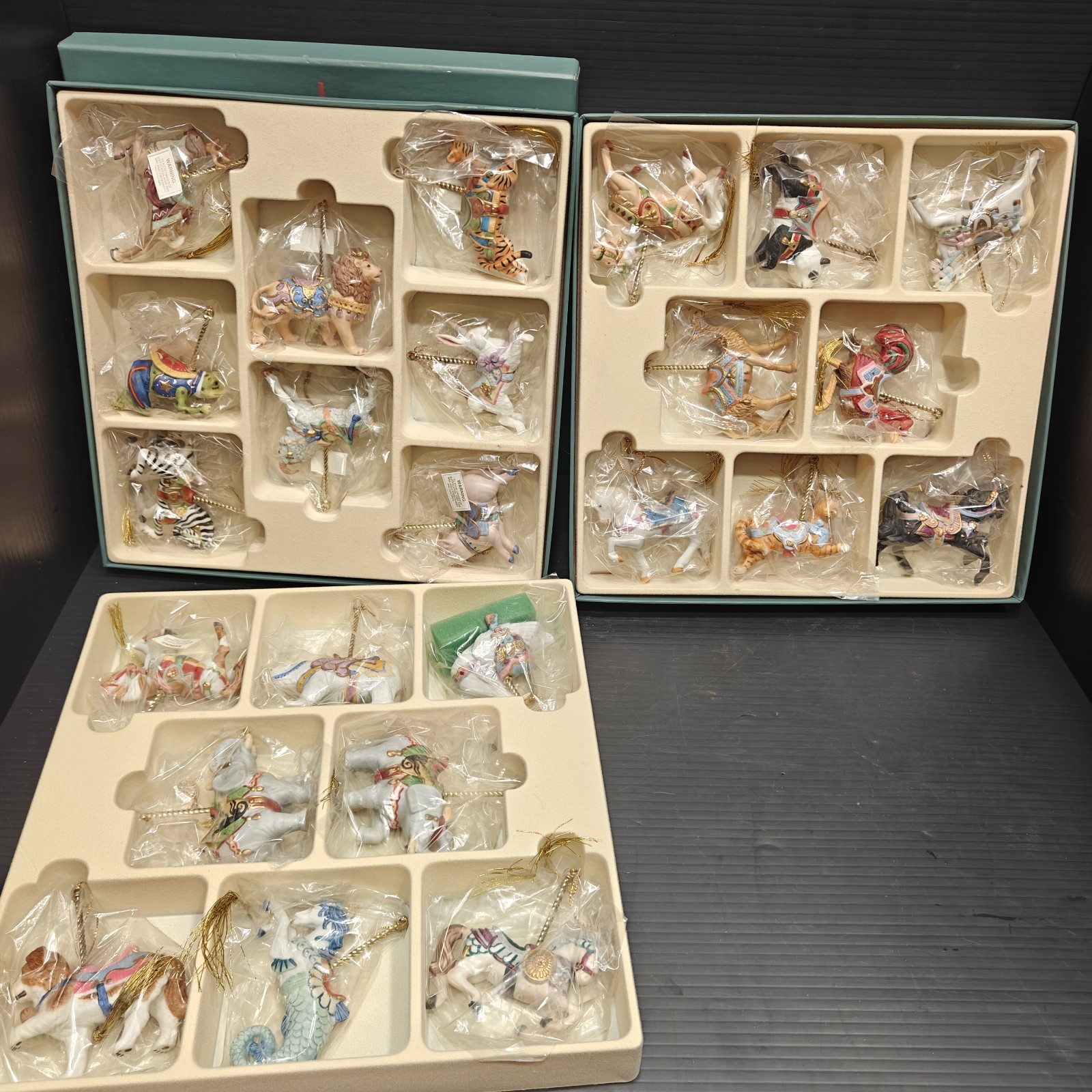 Lenox 1989 Carousel Animals Complete 24 Piece Christmas Ornament Set New in Box