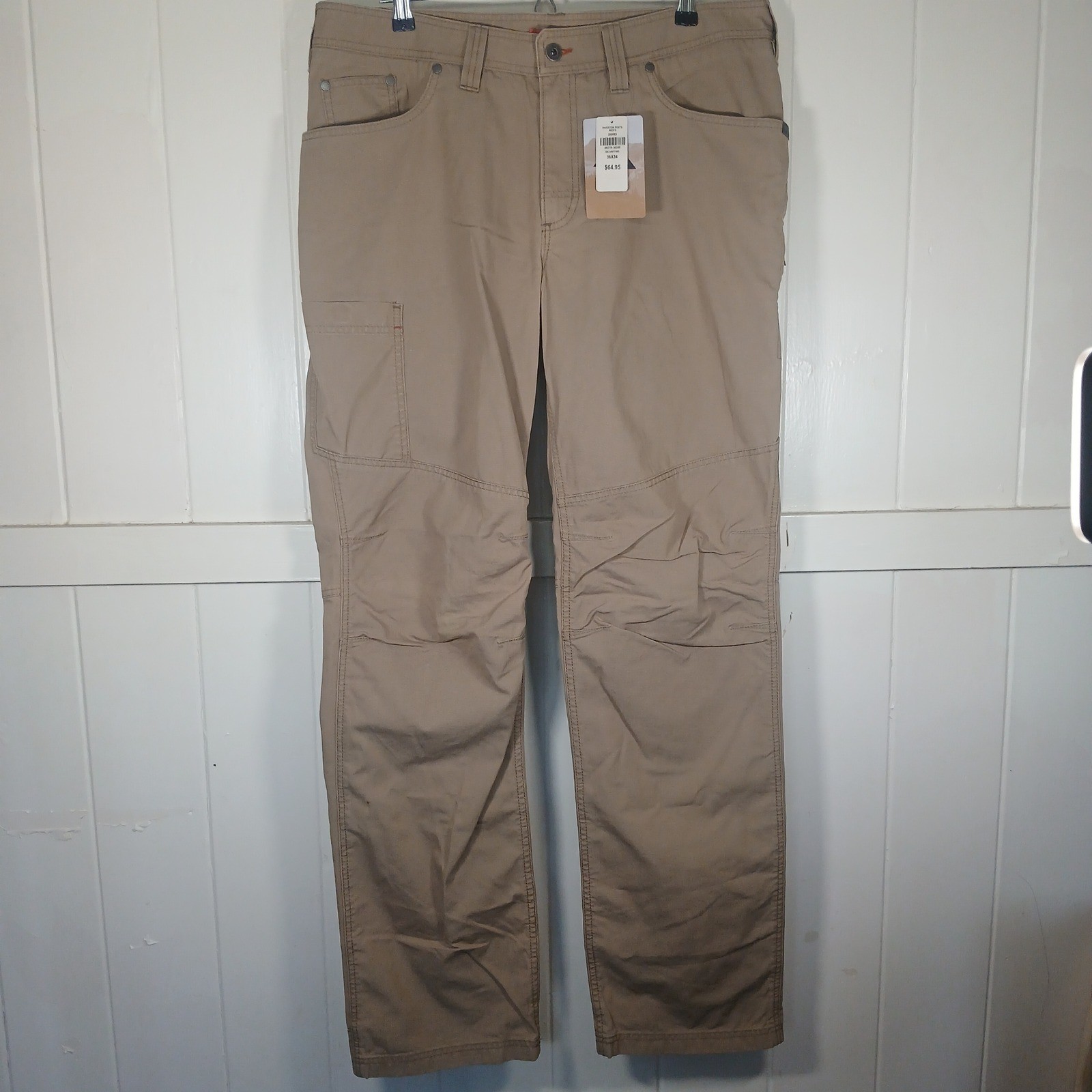 L.L. Bean Riverton Pants Mens 36x34 Brown Dark Driftwood Canvas Hiking 288083