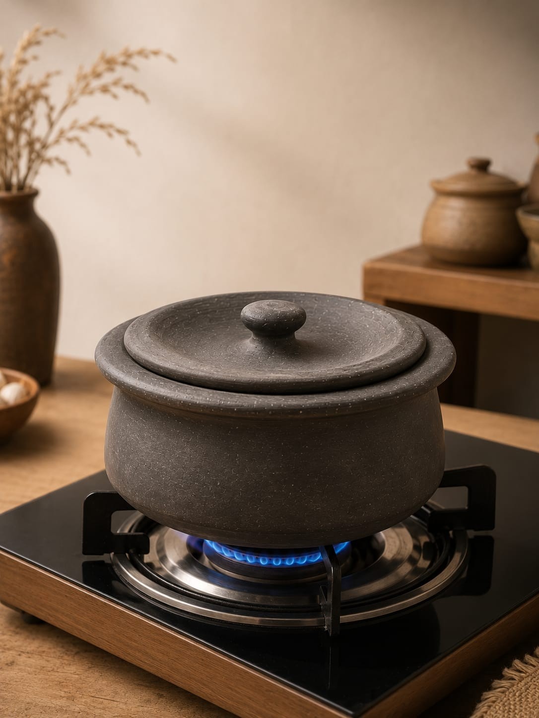 Organic Clay Pot Pan Earthy Casserole for Cooking Handmade Indian Pottery Organic Clay Pot Pan Earthy Casserole for Cooking Handmade Indian Pottery