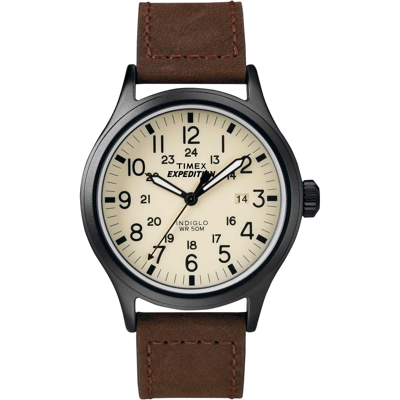 Timex Men\'s Expedition Scout 40mm Watch, Cream Dial, Brown/Natural/Black