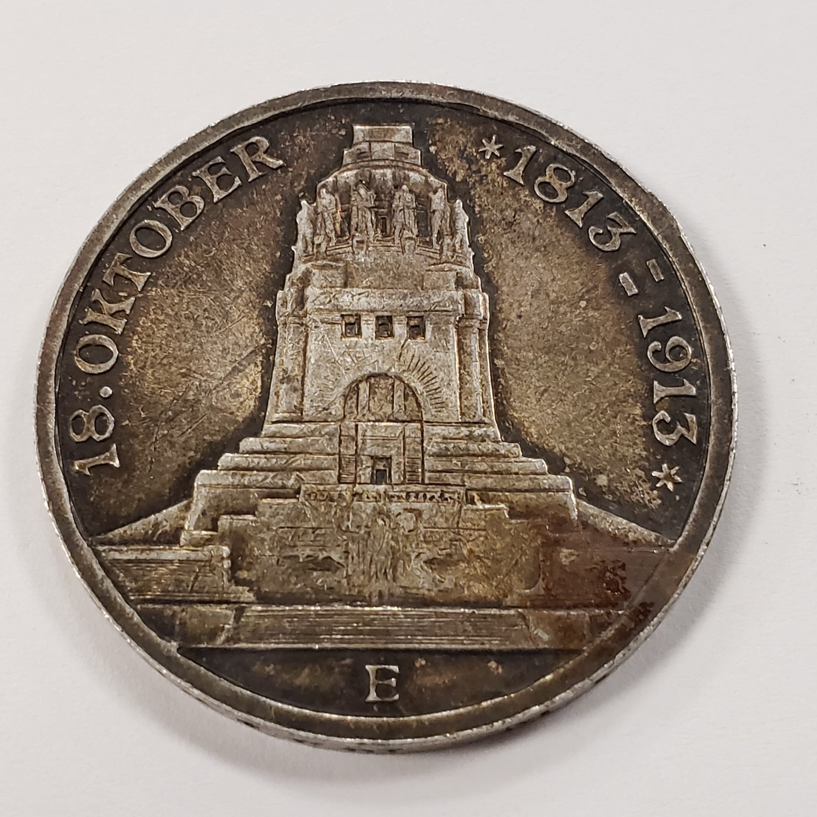 1913-E German States Saxony Albertine 3 Mark .4823 ASW - KM1275 - Q5611