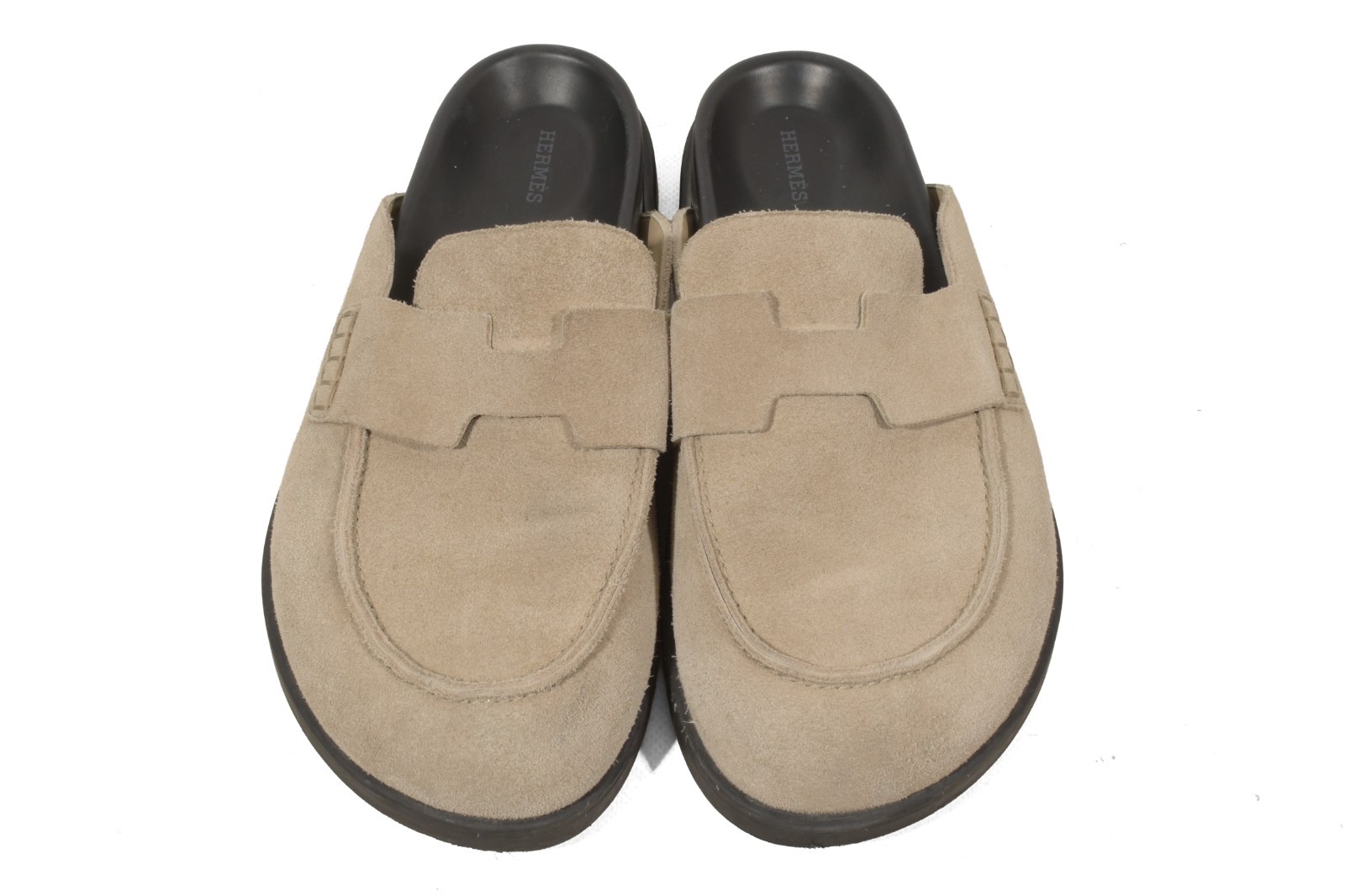HERMES H Sandals GO Loafers suede mule Shoes mens izmir saga Authentic 43.5Eur