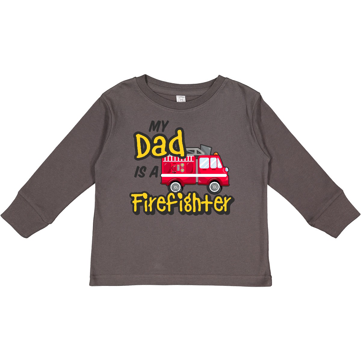 Inktastic My Dad Is A Firefighter With Fire Truck Toddler Long Sleeve T-Shirt