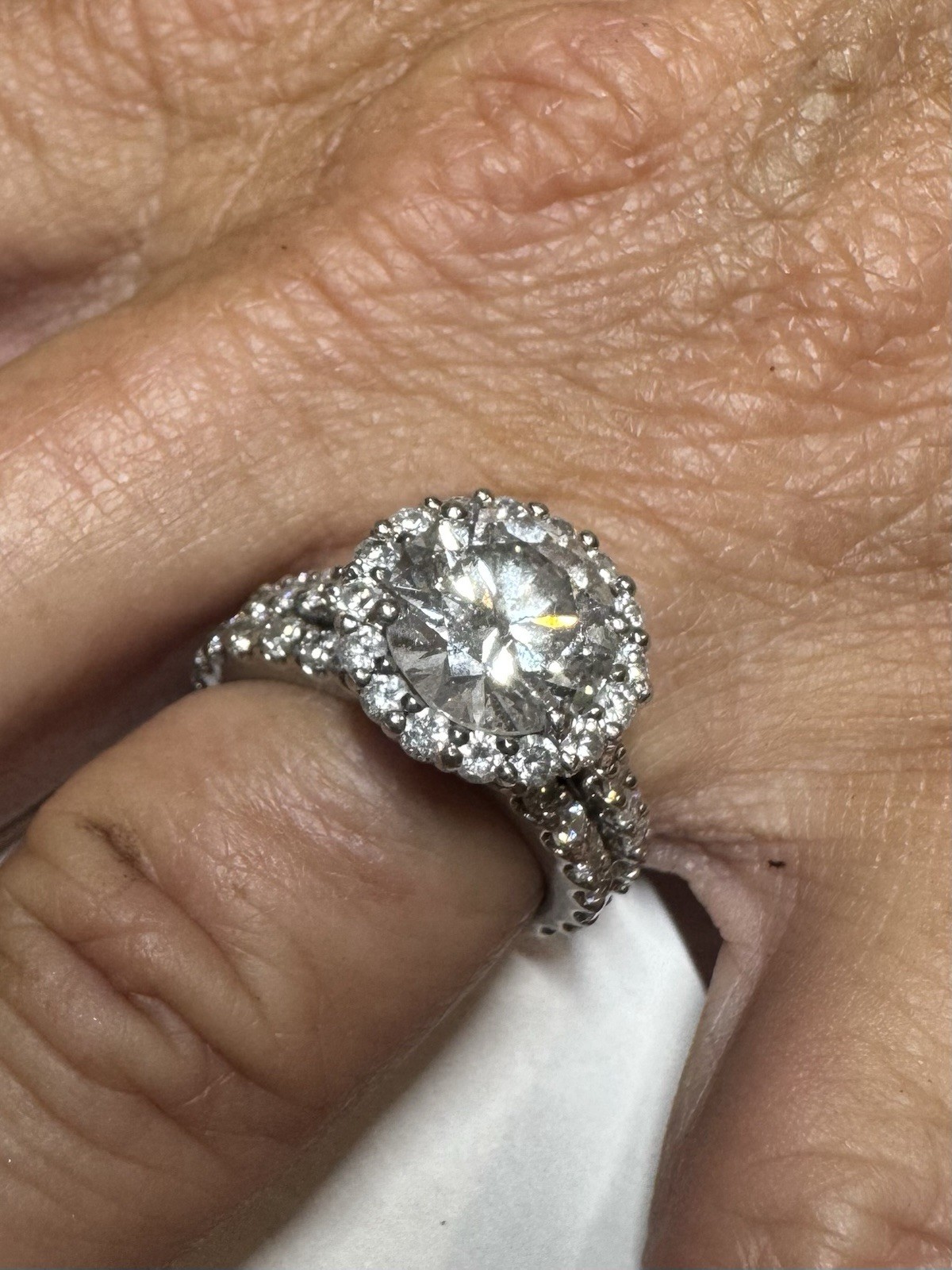3.02ct Natural Diamond E SI1 Platinum Halo Ring AGI + FREE Diamond Band