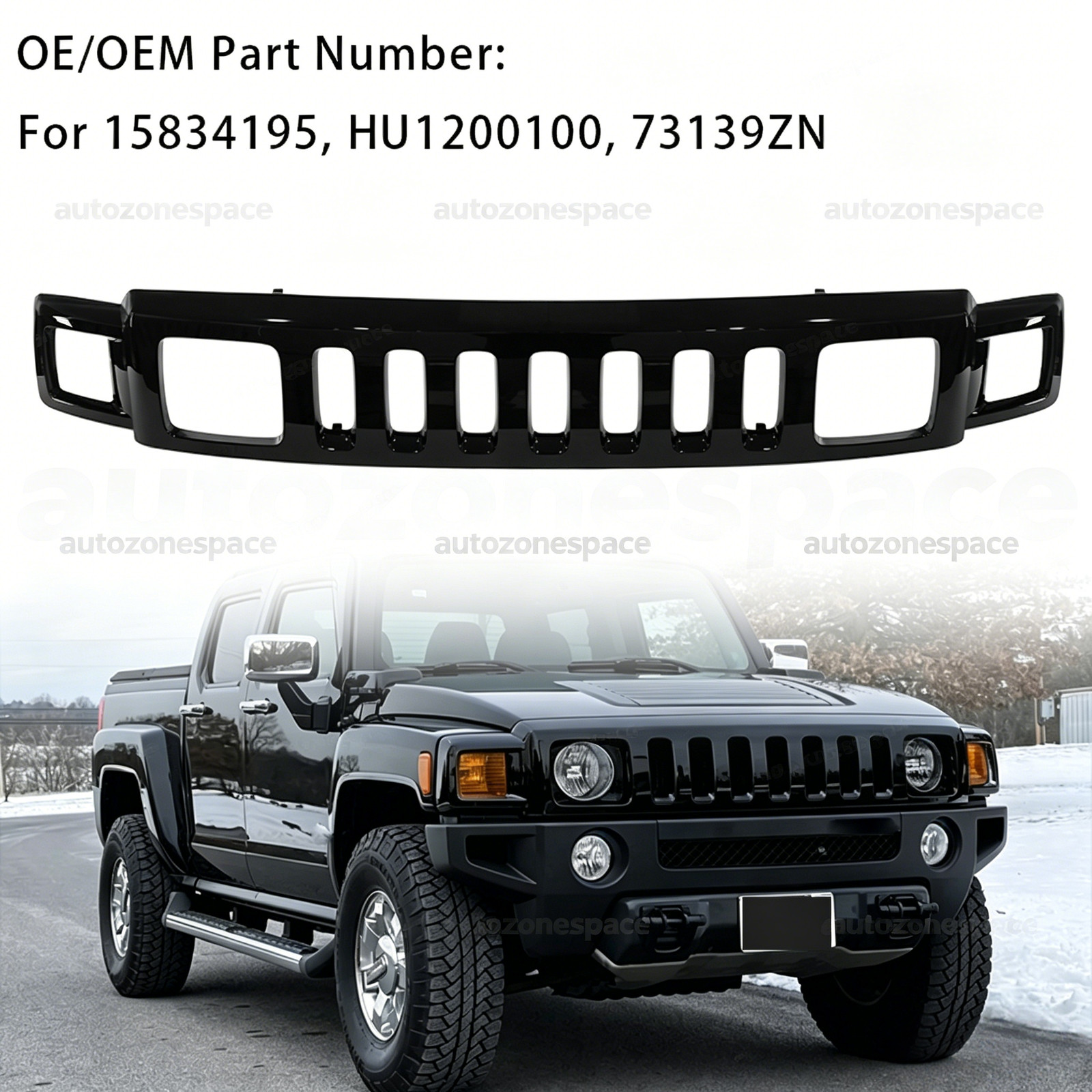 For Hummer H3 H3T 2006-2010 15834195 Front Upper Grill Gloss Black Factory Style