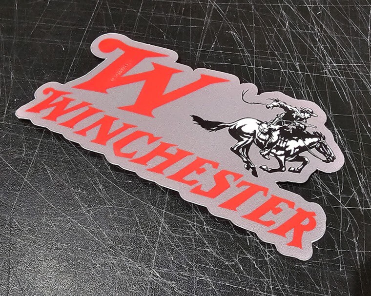 Winchester Arms w/ Classic W Letter Font & Logo Type DECAL Die-cut STICKER