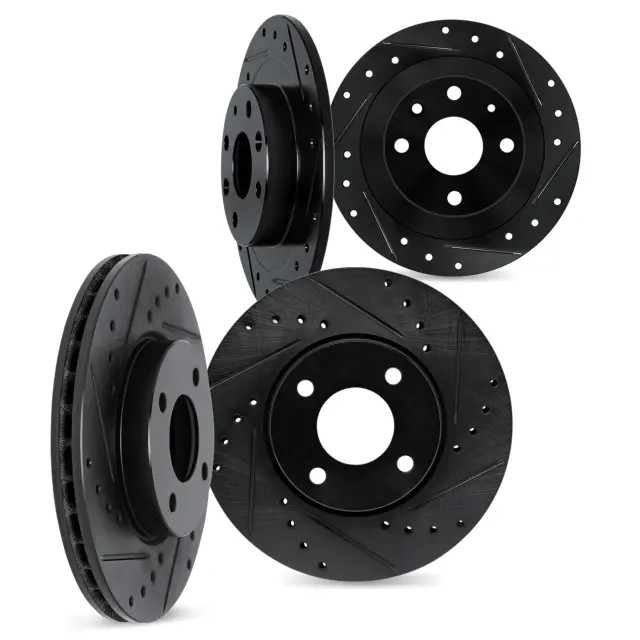 Genuine DYNAMIC FRICTION DFC Brake Rotors - Drilled & Slotted - Black 8004-07005