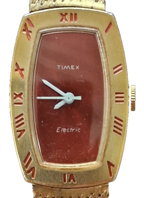 VINTAGE TIMEX ELECTRIC WRISTWATCH BARREL-SHAPE VIBRANT RED DIAL WATCH