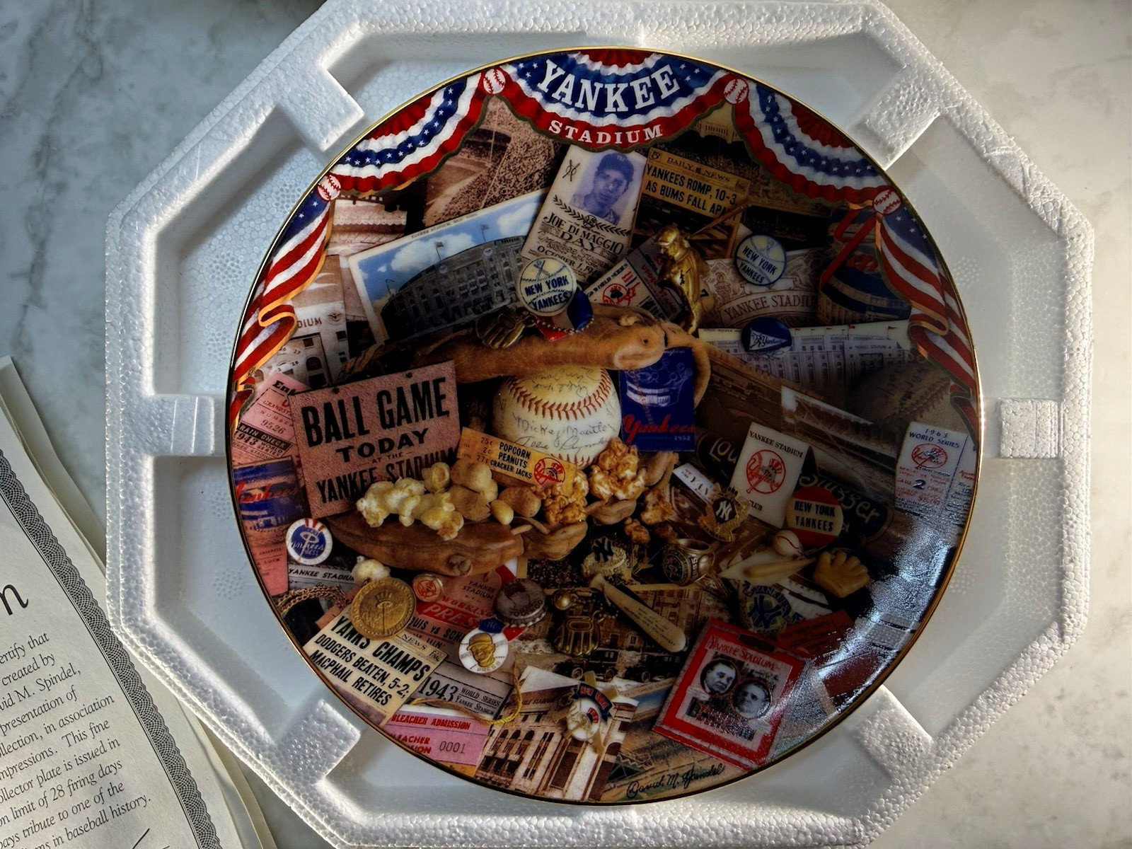 1996 Hamilton Collection Sports Impressions Yankee Stadium Plate COA #0227A