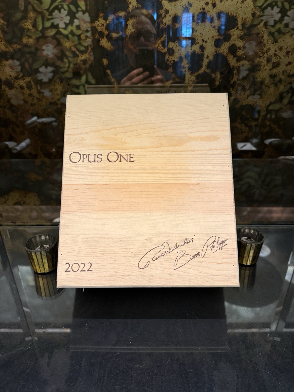 Opus One 2022 Wooden Wine Crate 3 Btl Signed Mondavi & Rothschild Napa Collector