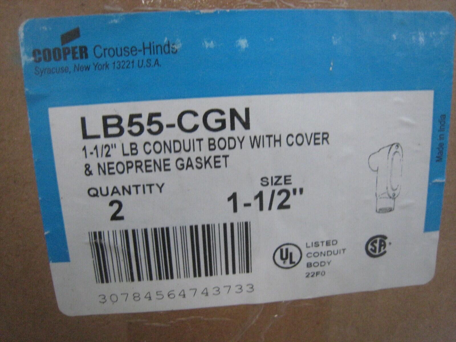 COOPER CROUSE HINDS LB55-CGN NEW 1-1/2