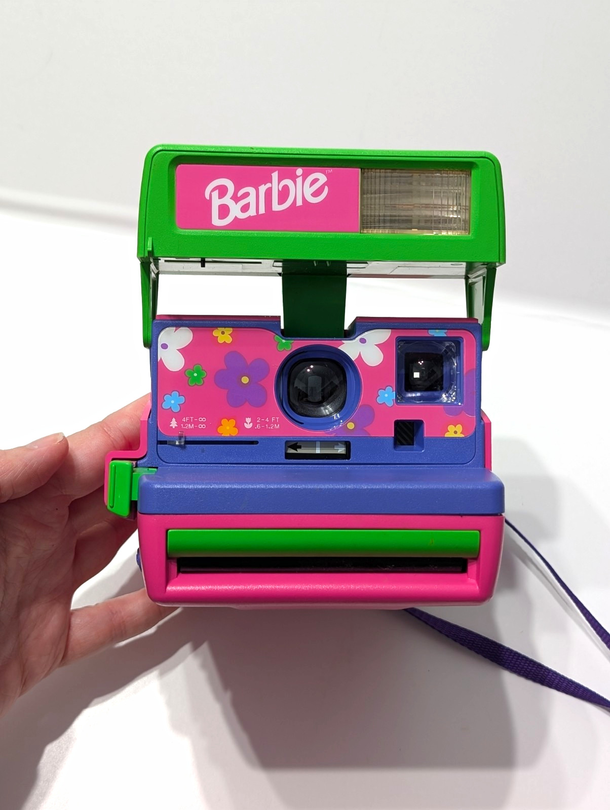Vintage Barbie Floral Polaroid Instant One Step 600 Camera With Original Strap Vintage Barbie Floral Polaroid Instant One Step 600 Camera With Original Strap