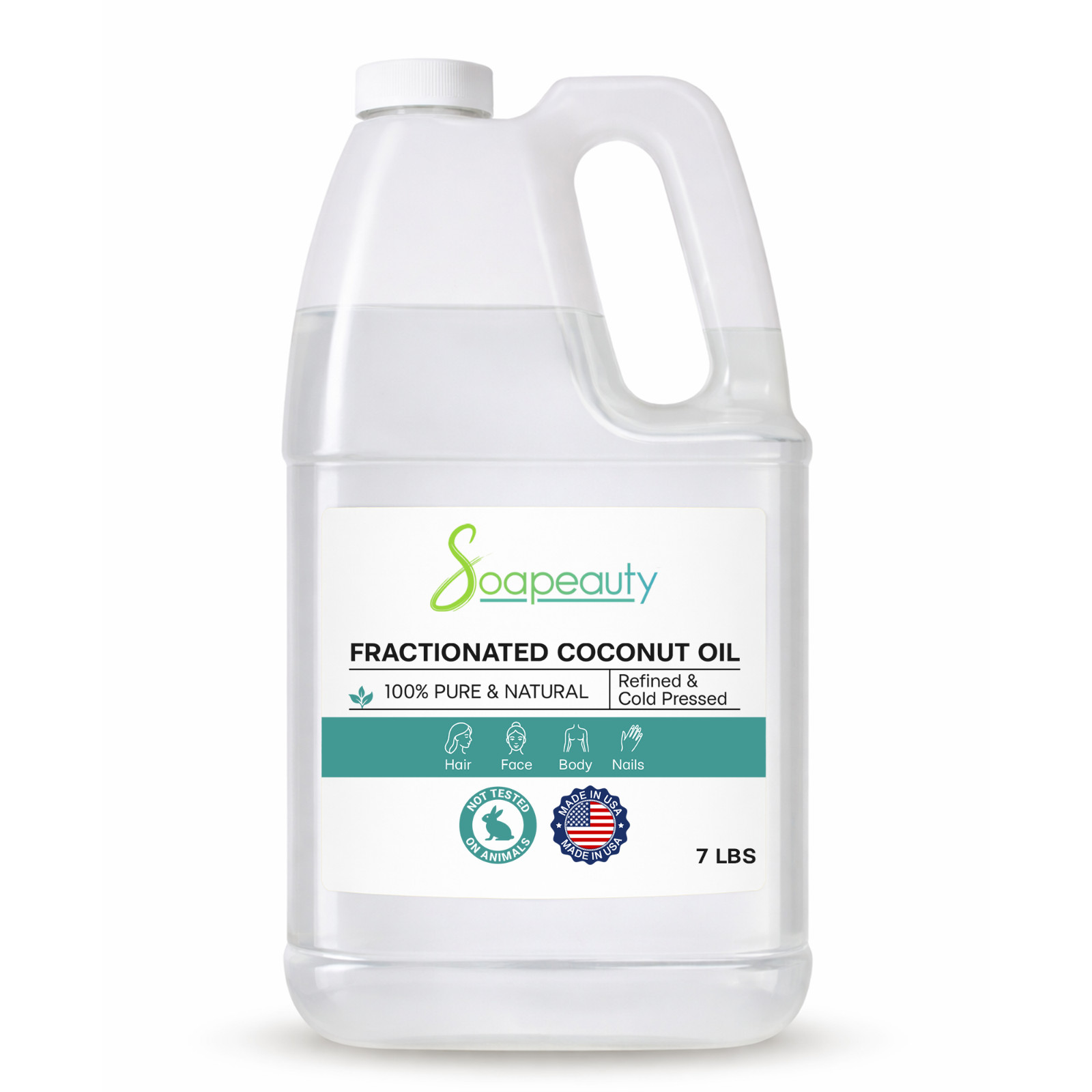 Fractionated Coconut Oil 100% Pure & Natural Cold Pressed Premium 7 lb