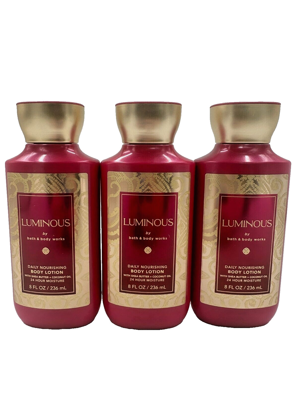 NEW Bath & Body Works Lot of 3 Bottles Luminous Daily Body Lotion Cream 8 oz