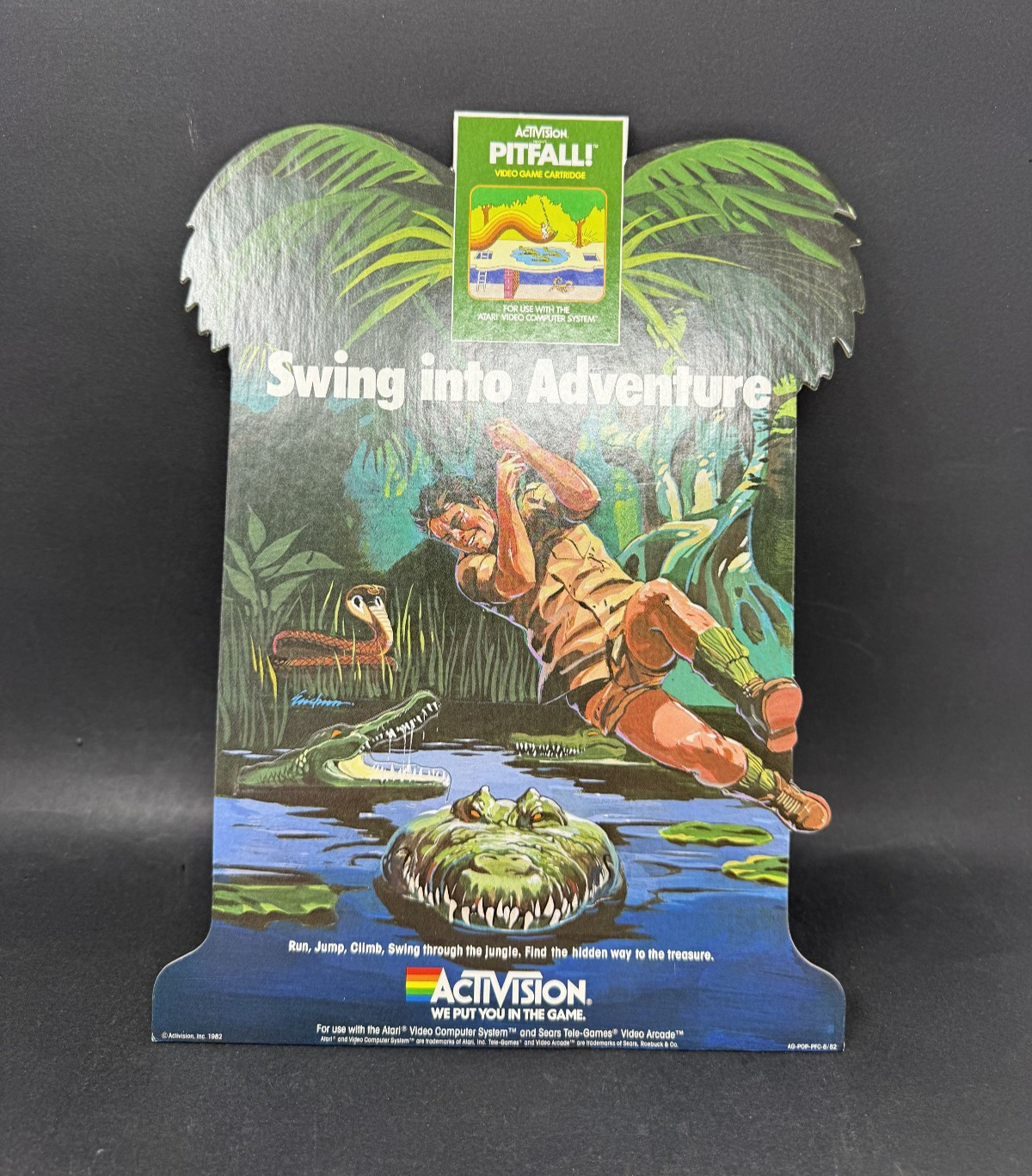 Vtg Atari Pitfall Cardboard Dealer Store Display Advertising Standee 1982 RARE Vtg Atari Pitfall Cardboard Dealer Store Display Advertising Standee 1982 RARE