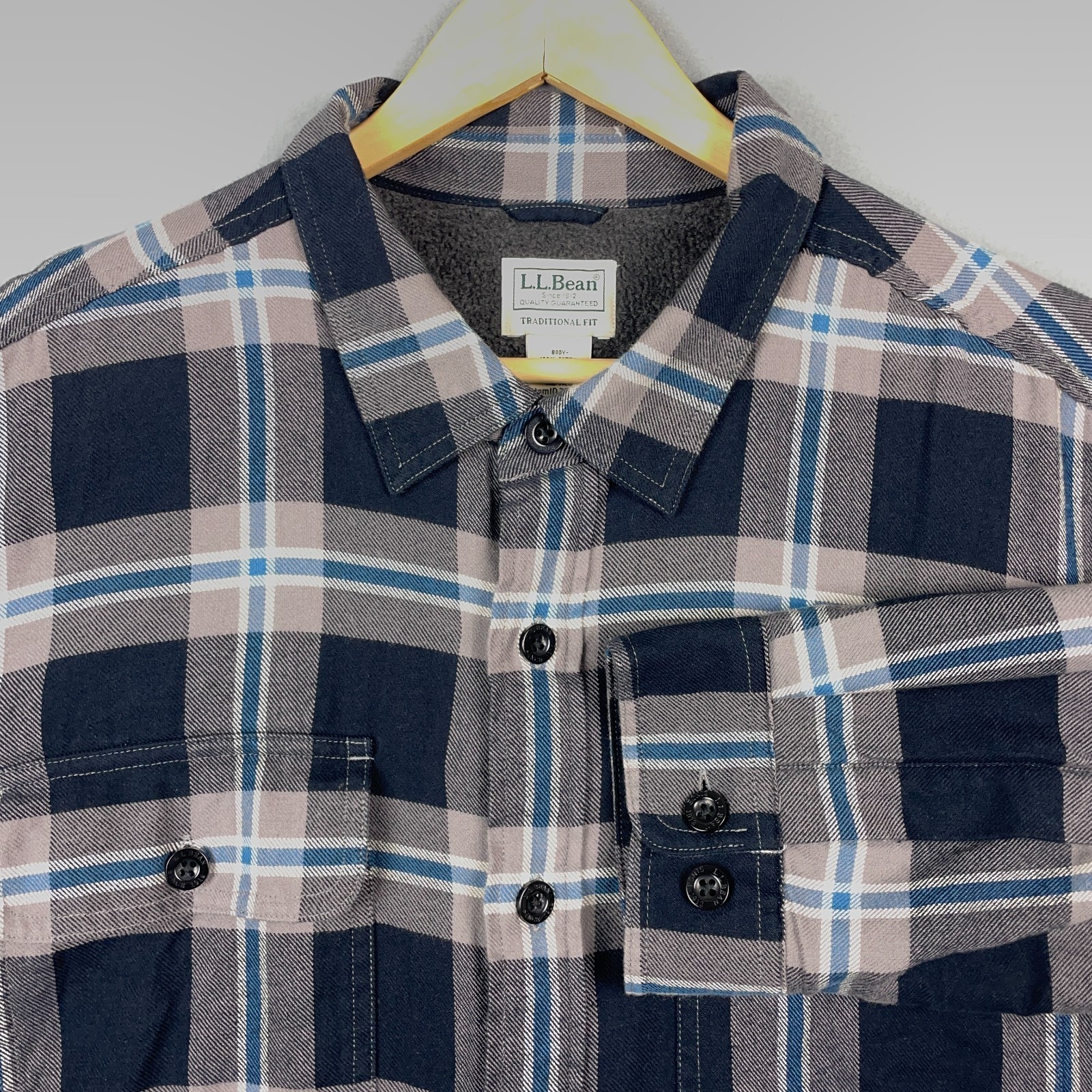L.L.Bean Flannel Lined Shirt Men\'s XL Regular Plaid Cotton Button Up NWT