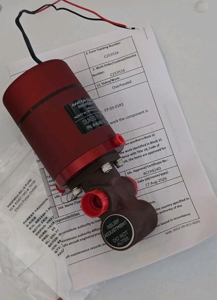 Dukes 4140-00-153 Cessna Fuel Pump Fresh OVERHAUL Outright