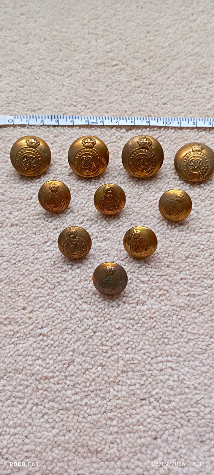Lot of 11 Antique George V Royal Army Service Corps Buttons RASC J.R. Gaunt 48g