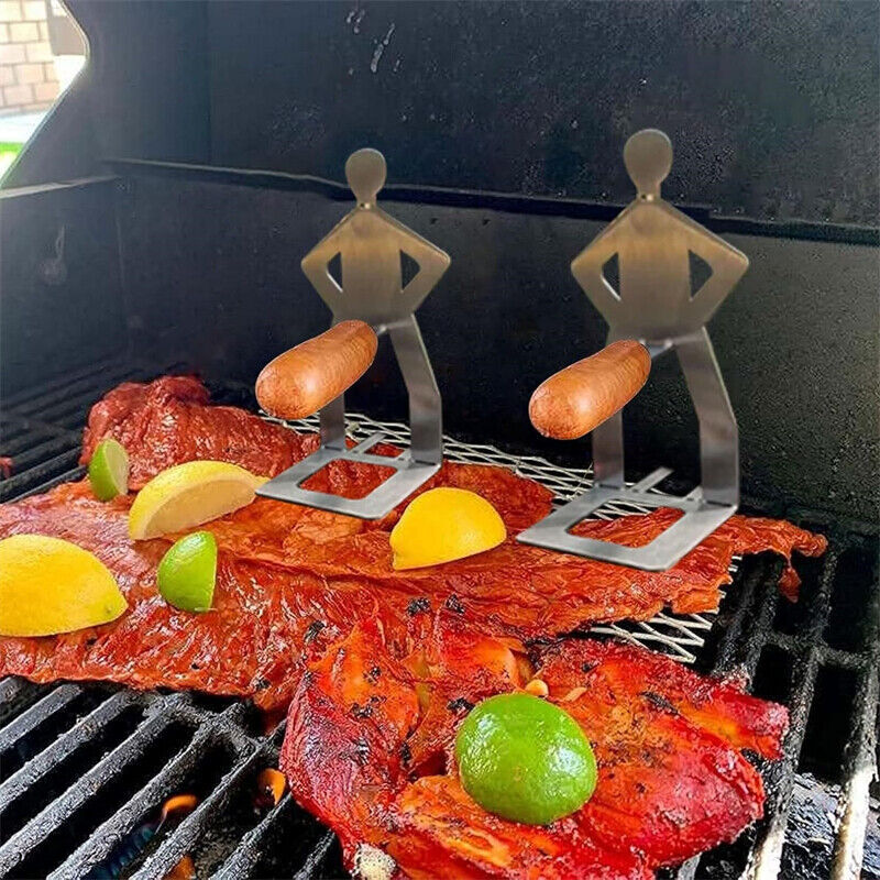 Funny BBQ Hot Dog Holder Stainless Steel Sausage Grilling Rack for Outdoor Party