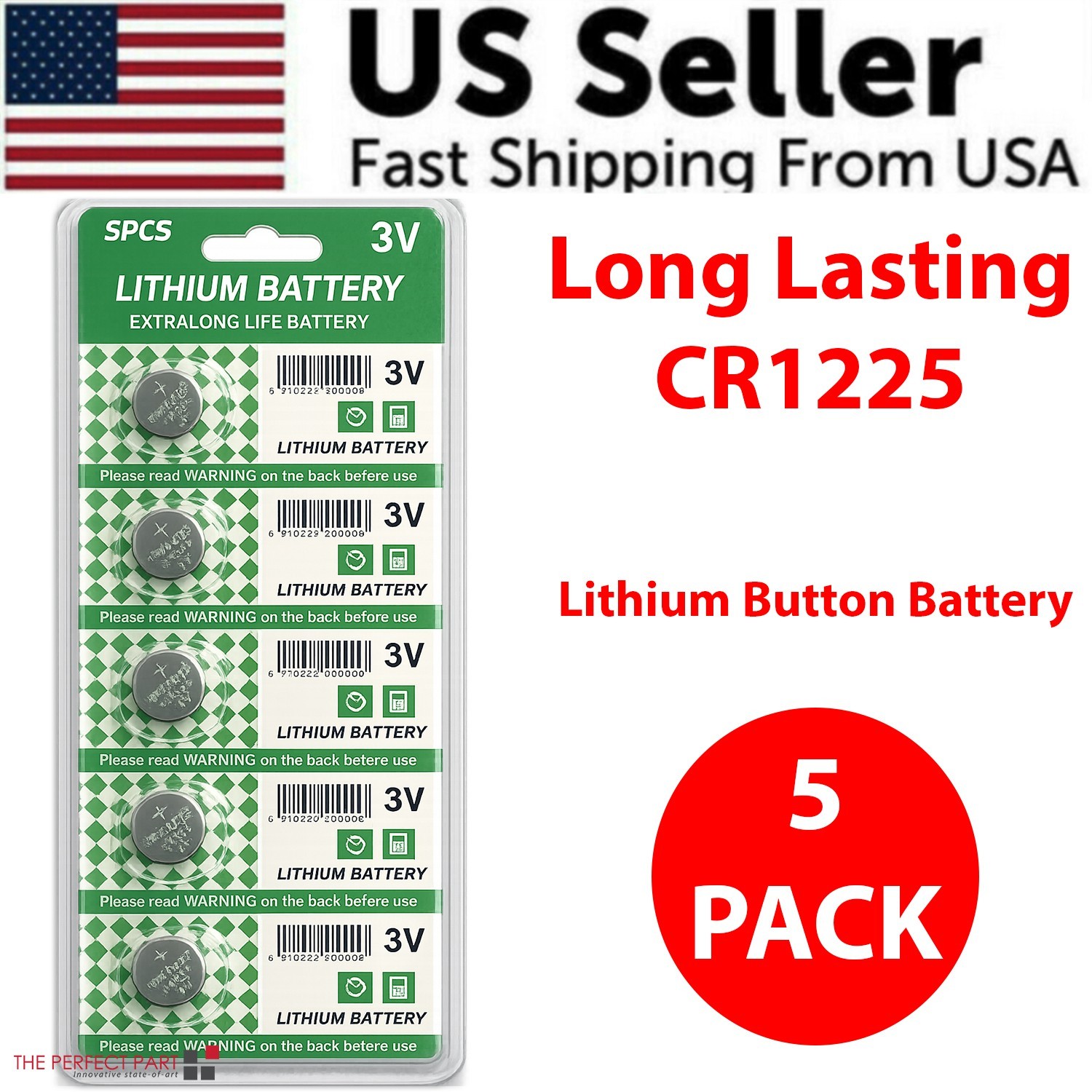 5 PCS New Lithium Battery 3V CR1225 /CR 1225 Button Cell Watch EXTRA LONG LIFE