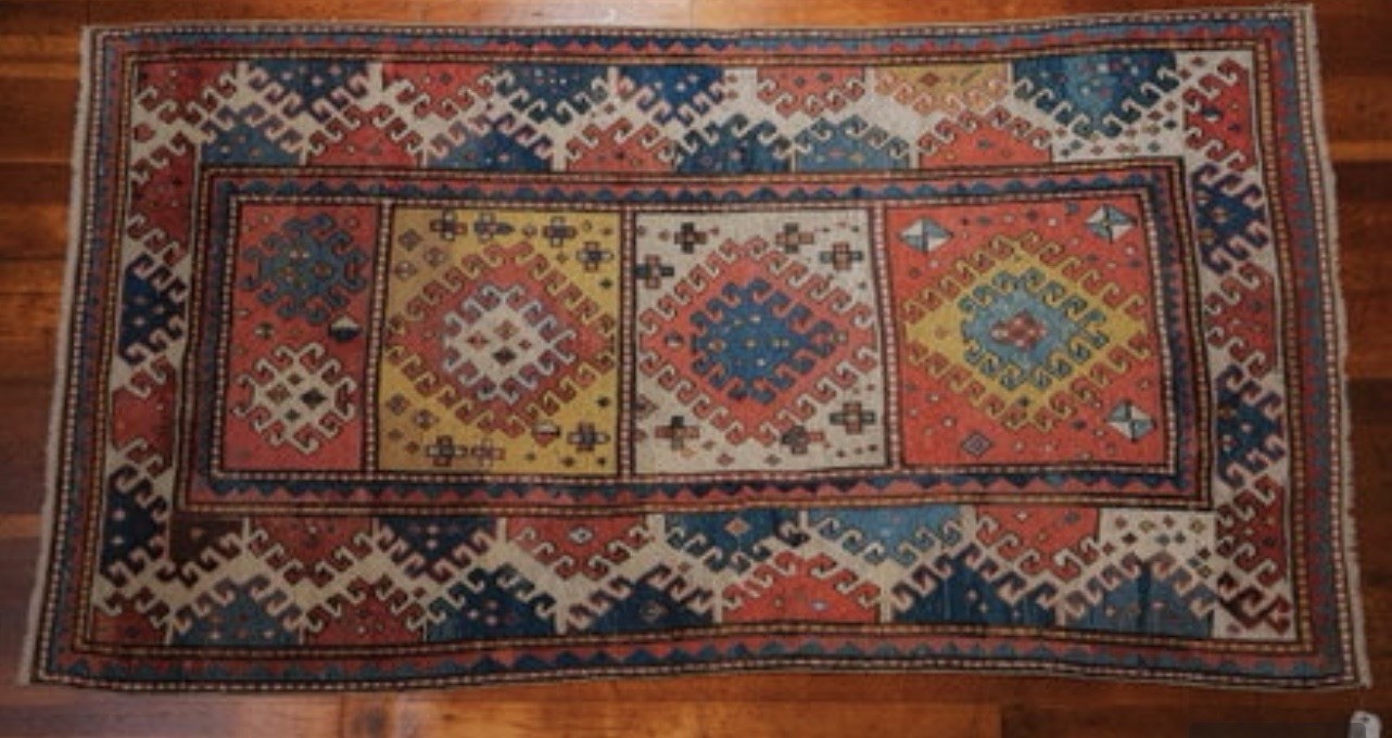 4’ X 7’ ANTIQUE KAZAK BORDJALOU SOUTH-WEST CAUCASUS MID 19TH CENTURY