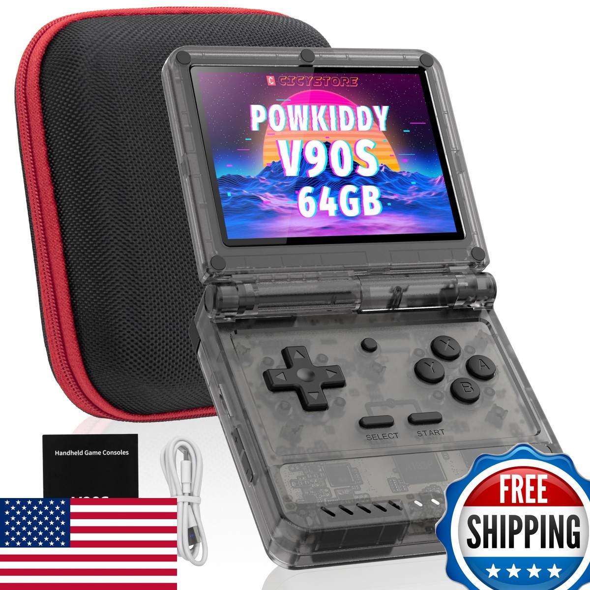 Powkiddy V90S Retro Handheld 10,000+ Games 3.5\
