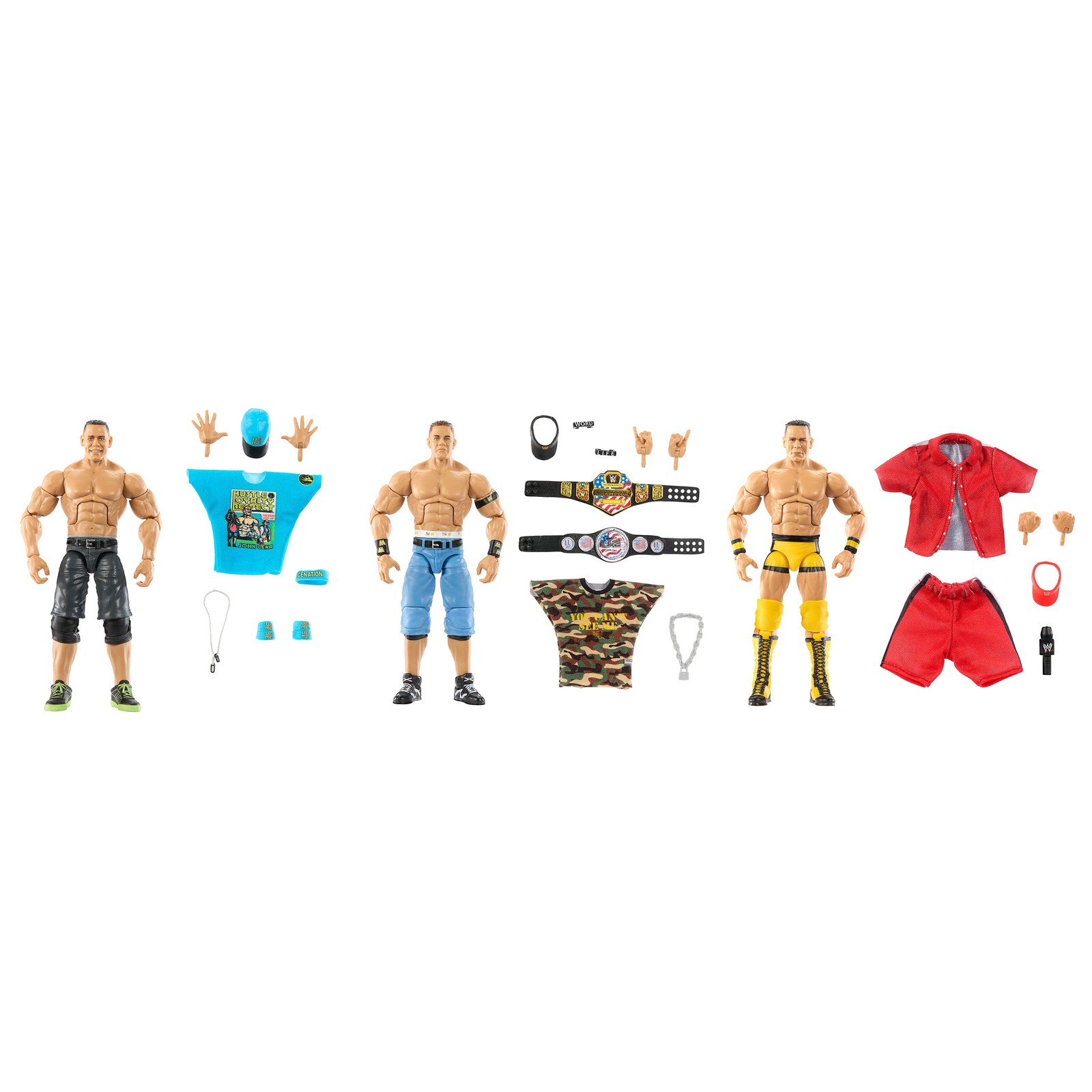 Mattel JHL70 WWE Elite Collection John Cena 3-Pack Collectible Set of 6-inch