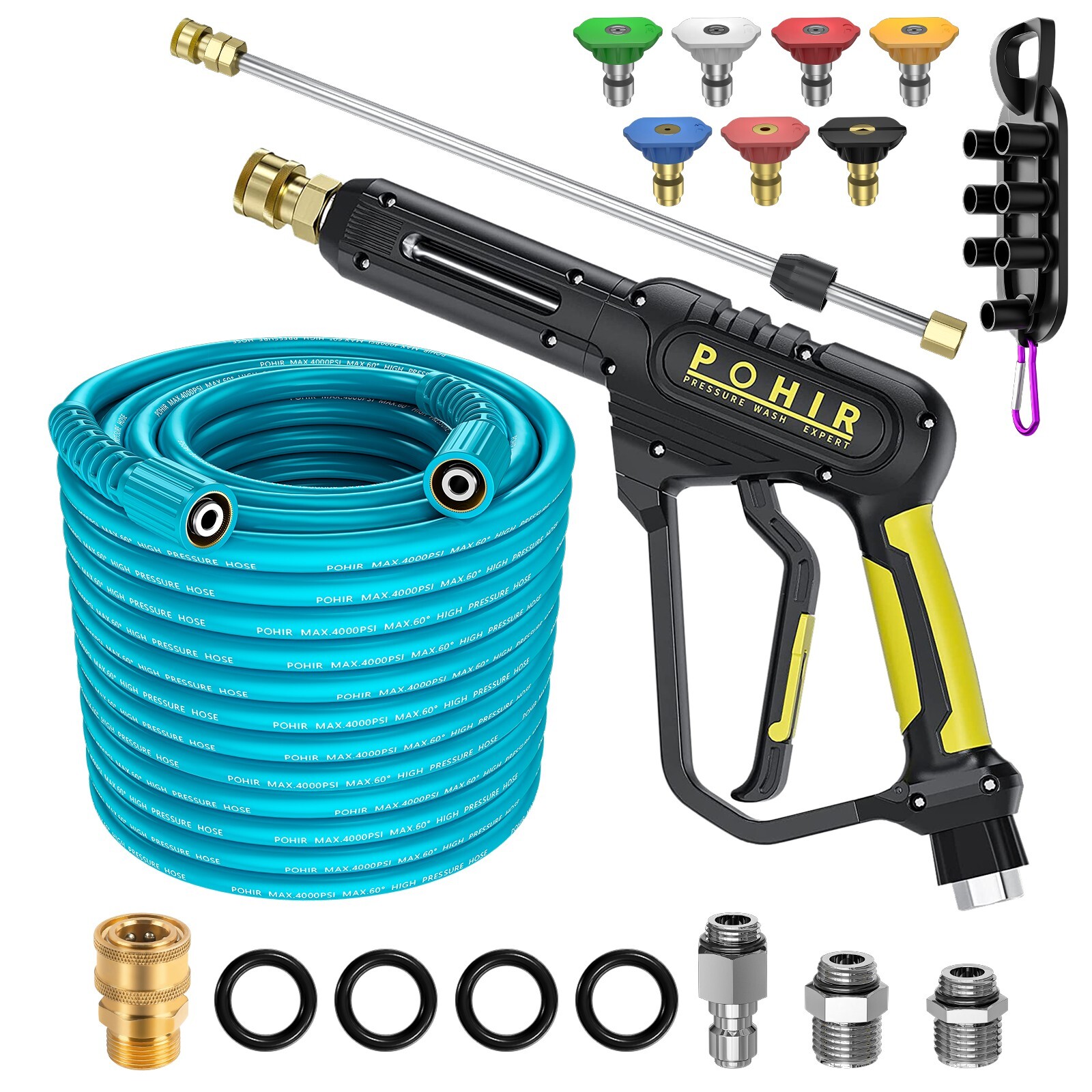 POHIR 3600 PSI Pressure Washer Gun 50FT Power Washing Hose and 15\ POHIR 3600 PSI Pressure Washer Gun 50FT Power Washing Hose and 15\