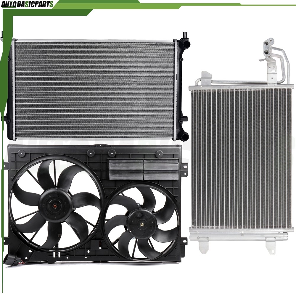 For 2009-2010 Volkswagen Jetta 2.5L Radiator & Condenser & Cooling Fan Kit