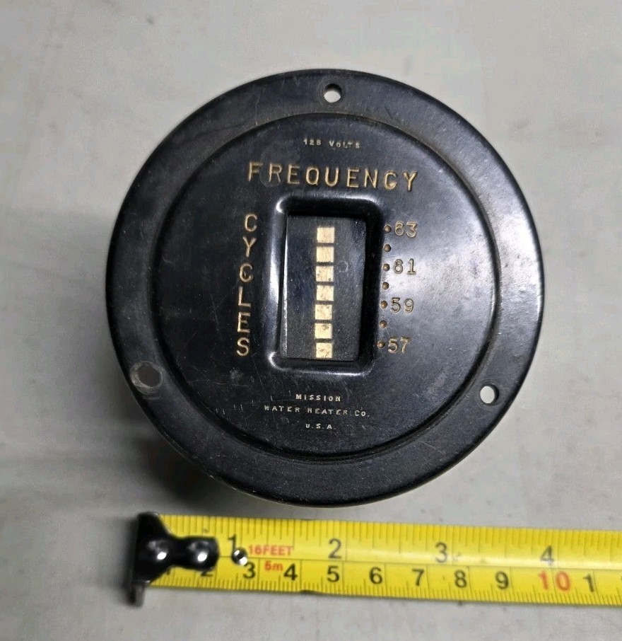 🔥 Vtg Mission Water Heater Co. Frequency Cycle Gauge 125 Volts USA Display
