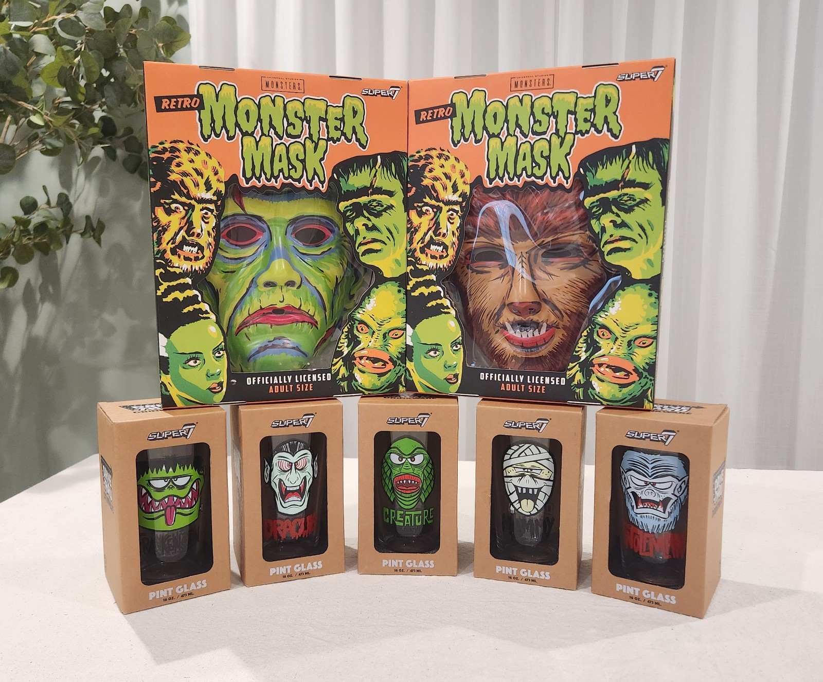 Universal Studios Super7 Monster Masks (2) and Glasses (5) Set of 7 Items NEW