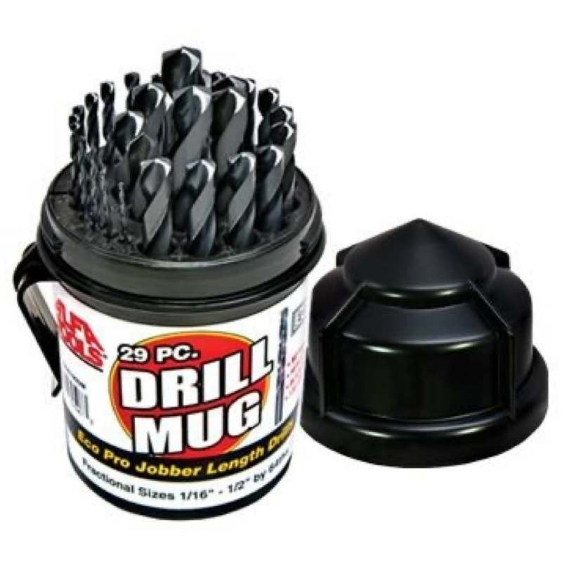 ALFA TOOLS S250190DM 29pc HSS Split Point 135 ECO Pro Jobber Drill Bit Mug Set