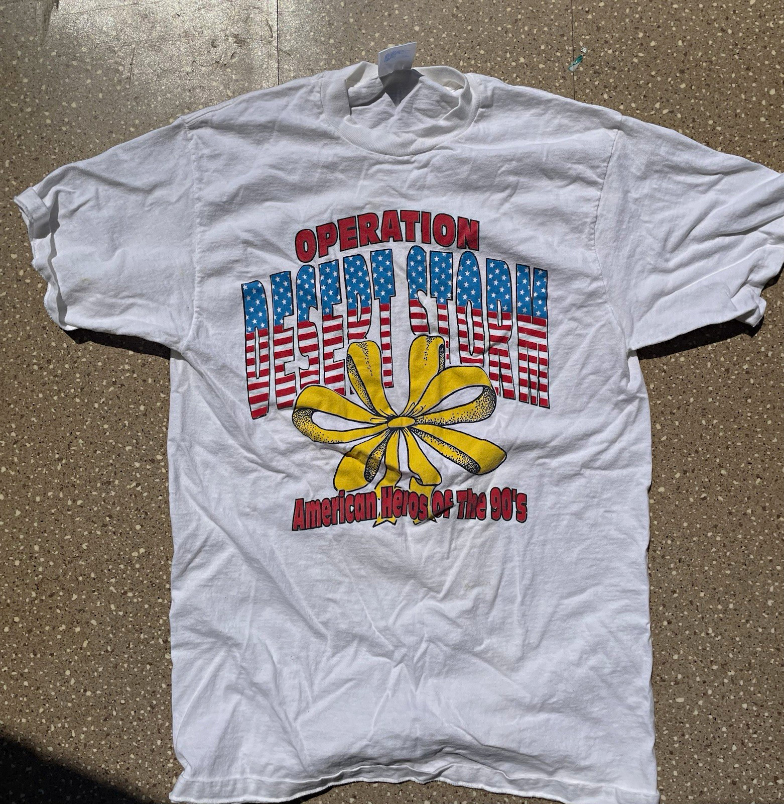 Vintage Operation Desert Storm USA Graphic Print Cotton Knit Crew Neck T-Shirt